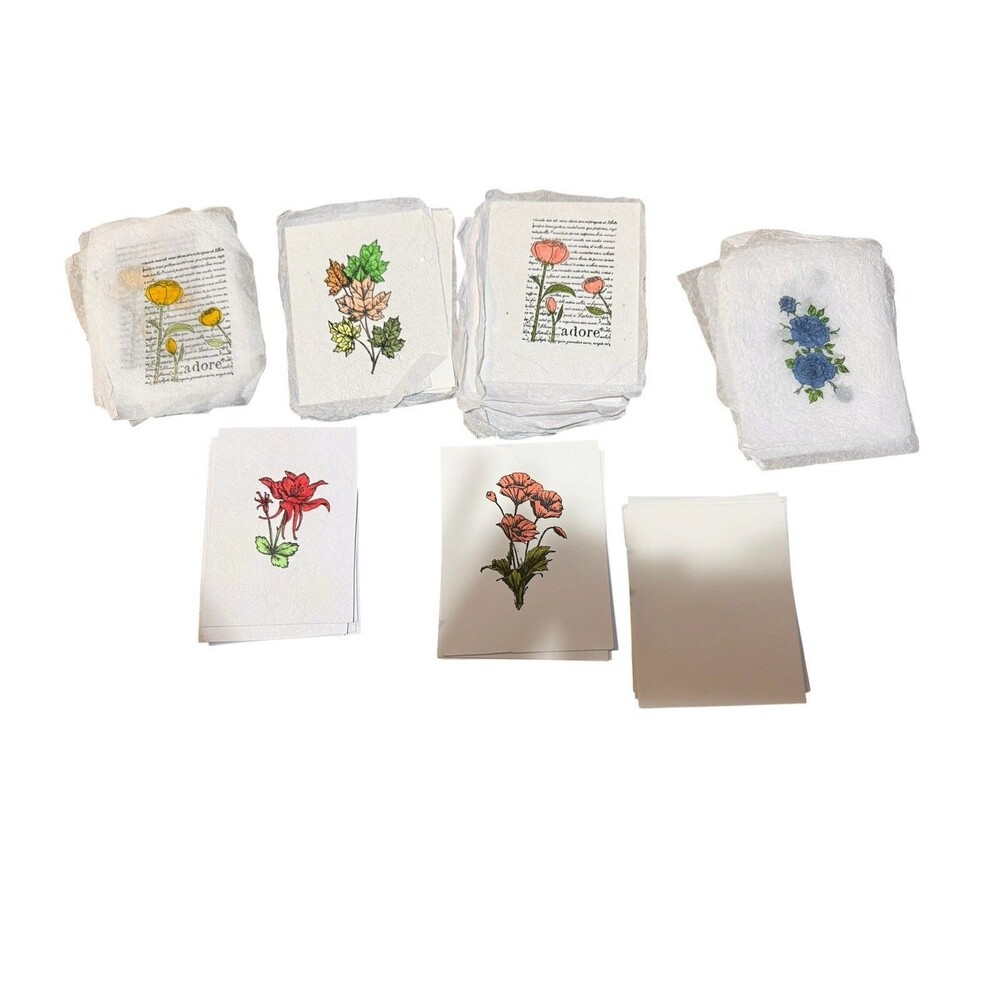 Unfinished Card Making Lot 40 Pc Floral Botanical Paper Vellum Craft Supplies
